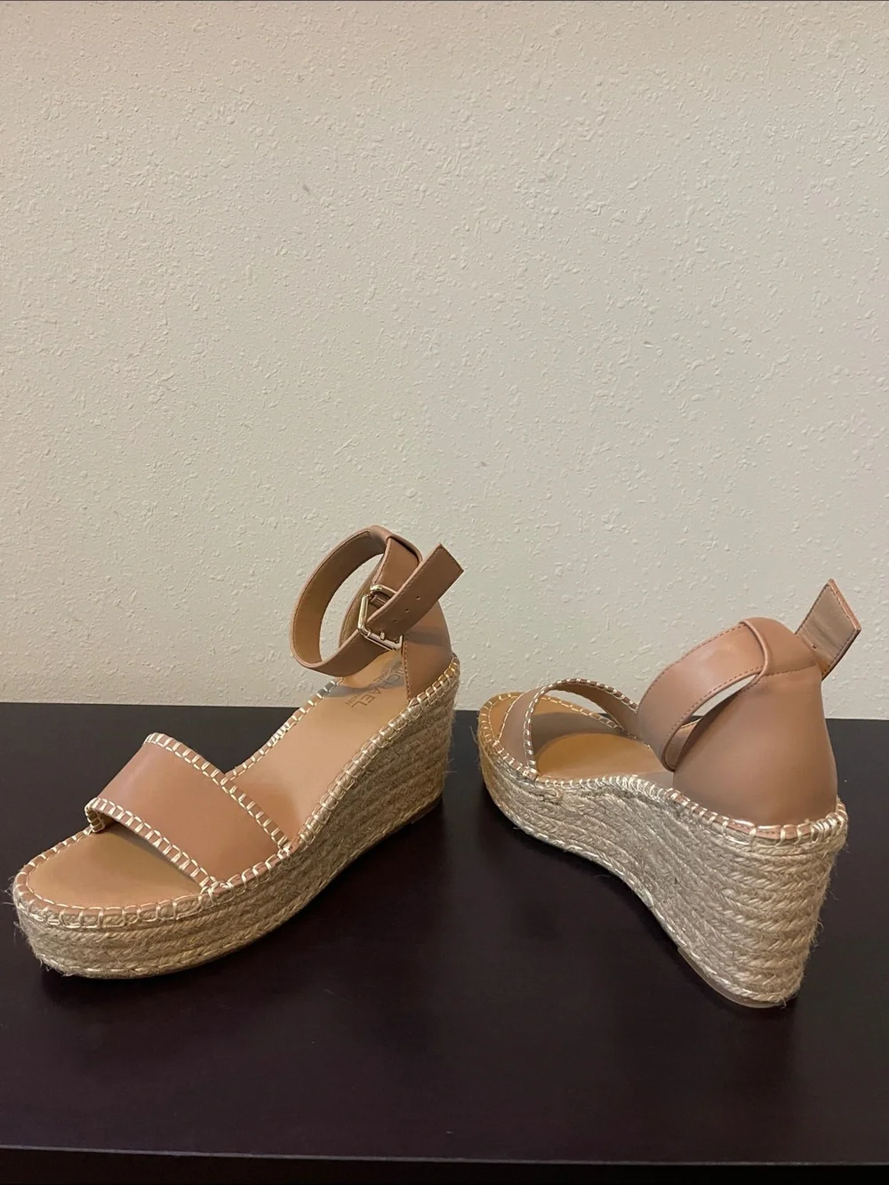 MICHAEL Michael Kors Nude/Tan Espadrille Wedge Sandals with Ankle Strap